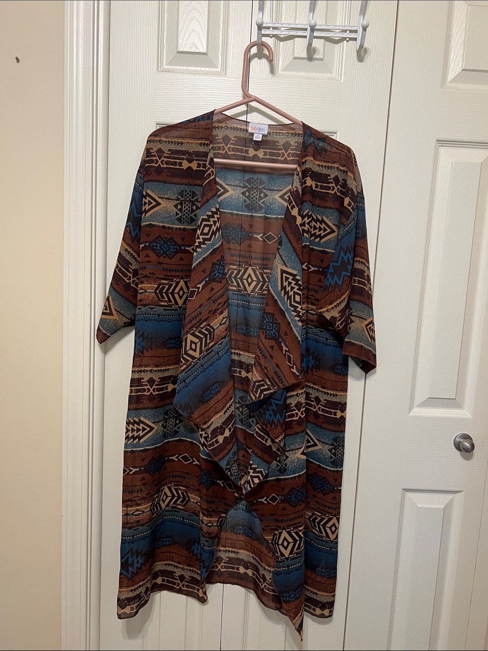 LuLaRoe Brown & Tan Southwestern Pattern kimono/ beach cover up